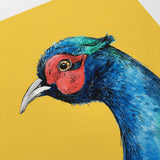 Pheasant illustration print unframed