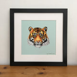 Tiger face illustration framed print